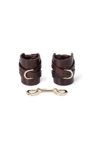 Slim Leather Cuffs "DRAFT" Brown