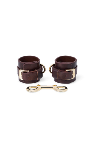 Leather Handcuffs "BLOCK" Brown