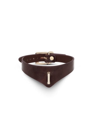Leather Choker "GAUGE" Brown