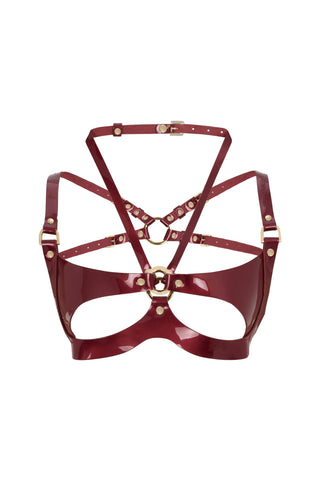 Leather Bra "COAL" Red