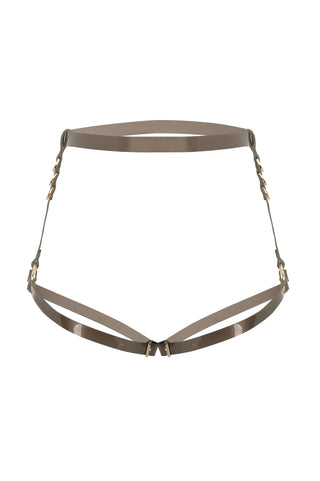 Low-Waist Patent Leather Garters "VAULT" Beige