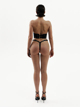 Leather Corset Set "BASTION" Black