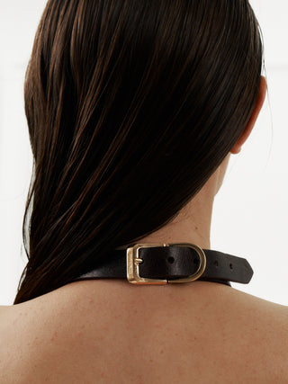 Leather Collar "NODE" Brown