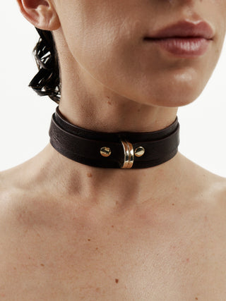 Leather Collar "FLINT" Brown