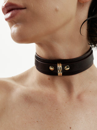 Leather Leash Collar "FLINT" Brown