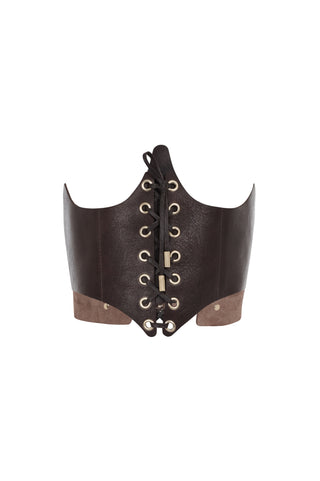 Leather Corset "BASTION" Brown