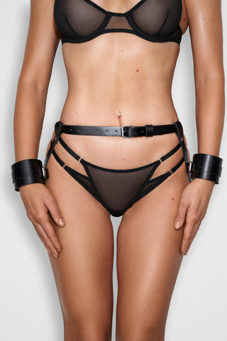 Leather belt with handcuffs "Beatrice"