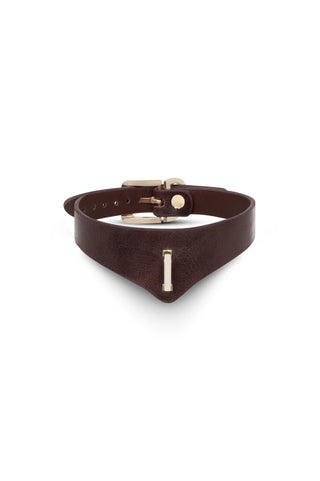 Leather Choker "GAUGE" Brown choker - Dr.Harness Lingerie & Leather - 1