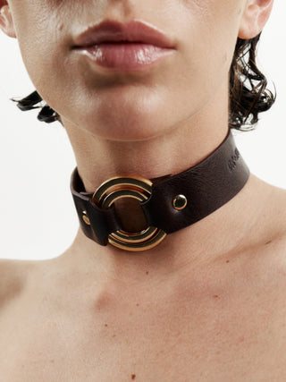 Leather Collar "MERTIK" Brown choker - Dr.Harness Lingerie & Leather - 1