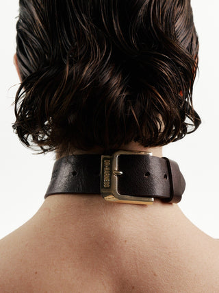 Leather Collar "METRIC" Brown choker - Dr.Harness Lingerie & Leather - 2