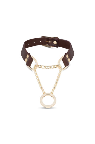 Leather Collar "NODE" Brown choker - Dr.Harness Lingerie & Leather - 1