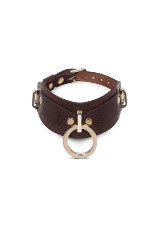 Leather Collar "VECTOR" Brown choker - Dr.Harness Lingerie & Leather - 1