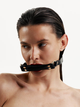 Leather Ball Gag "VOID" Black gag - Dr.Harness Lingerie & Leather - 2
