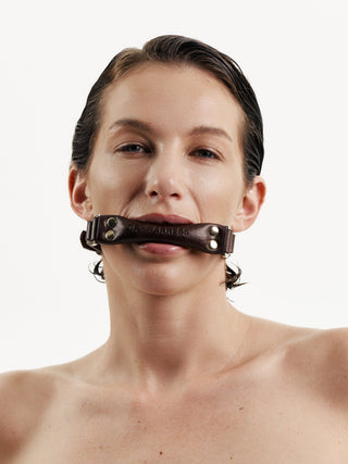 Leather Ball Gag "VOID" Brown gag - Dr.Harness Lingerie & Leather - 2