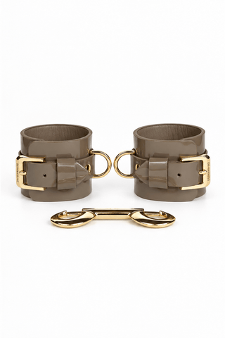 Leather Handcuffs "BLOCK" Beige handcuffs & restraints - Dr.Harness Lingerie & Leather - 1