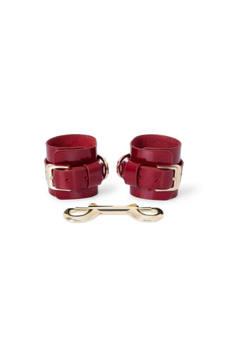 Leather Handcuffs "BLOCK" Red handcuffs & restraints - Dr.Harness Lingerie & Leather - 1