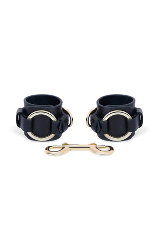 Leather Wrist Cuffs "ANCHOR" Black handcuffs & restraints - Dr.Harness Lingerie & Leather - 2