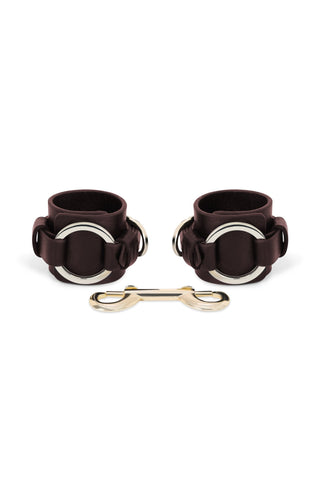 Leather Wrist Cuffs "ANCHOR" Brown handcuffs & restraints - Dr.Harness Lingerie & Leather - 2