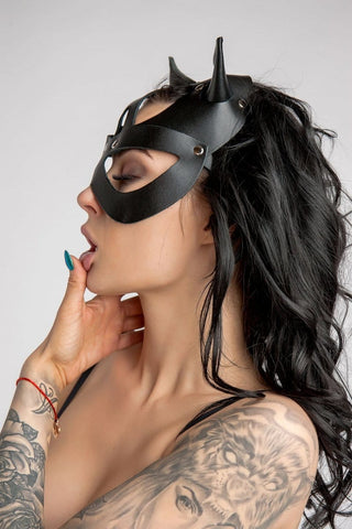 Leather mask "Diablo" harness - Dr.Harness Lingerie & Leather - 3