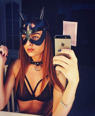 Leather mask "Diablo" harness - Dr.Harness Lingerie & Leather - 4