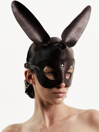 Bunny Mask Leather Charm Brown leather accessories - Dr.Harness Lingerie & Leather - 3