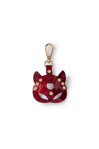 Cat Mask Leather Charm Red leather accessories - Dr.Harness Lingerie & Leather - 1