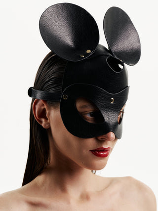 Mouse Mask Leather Charm Black leather accessories - Dr.Harness Lingerie & Leather - 4