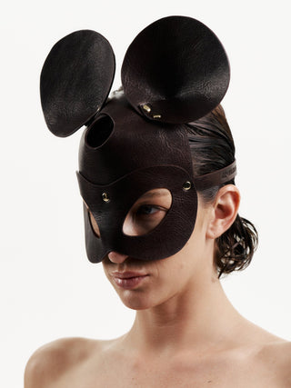 Mouse Mask Leather Charm Brown leather accessories - Dr.Harness Lingerie & Leather - 4