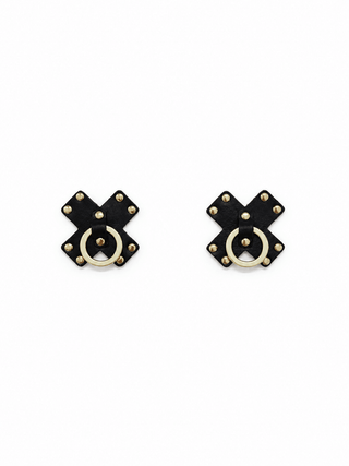 Nipple Pasties "SIGIL" Black leather accessories - Dr.Harness Lingerie & Leather - 1