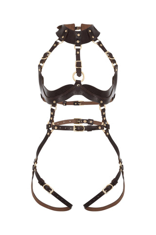Brown Leather Body Harness "EDGE" leather lingerie - Dr.Harness Lingerie & Leather - 7