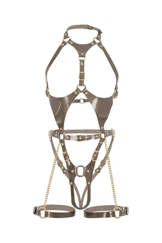 Chain Harness Lingerie in Red Patent Leather "VOW" Beige leather lingerie - Dr.Harness Lingerie & Leather - 1