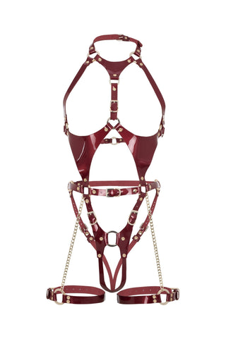 Chain Harness Lingerie in Red Patent Leather "VOW" Red leather lingerie - Dr.Harness Lingerie & Leather - 7