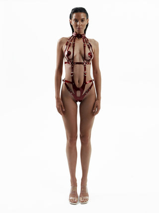 Leather Body Harness "IMPACT" Red leather lingerie - Dr.Harness Lingerie & Leather - 3