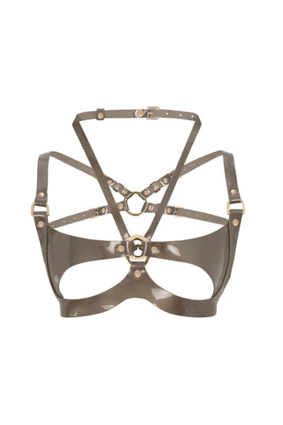 Leather Bra "COAL" Beige leather lingerie - Dr.Harness Lingerie & Leather - 1