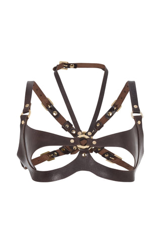Leather Bra "COAL" Brown leather lingerie - Dr.Harness Lingerie & Leather - 1