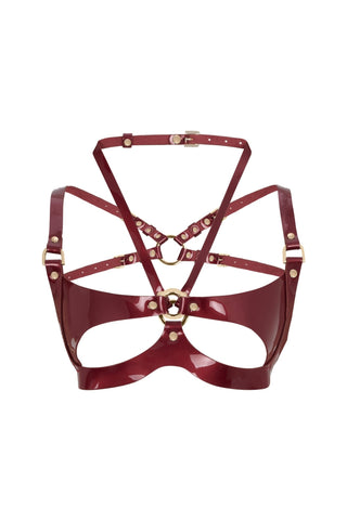 Leather Bra "COAL" Red leather lingerie - Dr.Harness Lingerie & Leather - 1