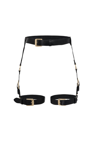Leather Garters "MIDNIGHT" leather lingerie - Dr.Harness Lingerie & Leather - 1