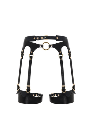 Leather Garters "SLATE" leather lingerie - Dr.Harness Lingerie & Leather - 1