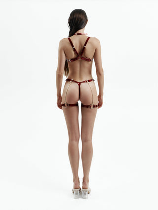 Leather Lingerie for Beginners "COAL" Red leather lingerie - Dr.Harness Lingerie & Leather - 2