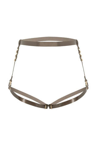 Low-Waist Patent Leather Garters "VAULT" Beige leather lingerie - Dr.Harness Lingerie & Leather - 1