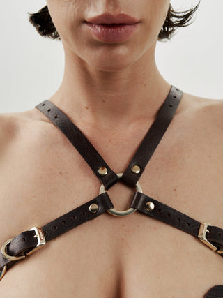 Open-Cup Leather Bra "OMEN" leather lingerie - Dr.Harness Lingerie & Leather - 3