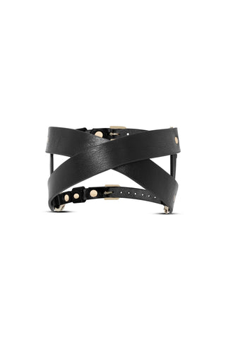 Leather Blindfold Mask "UNSEEING" Black leather mask - Dr.Harness Lingerie & Leather - 4