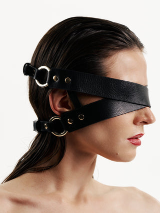 Leather Blindfold Mask "UNSEEING" Black leather mask - Dr.Harness Lingerie & Leather - 1