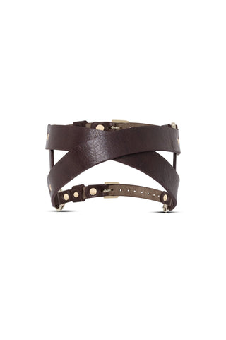 Leather Blindfold Mask "UNSEEING" Brown leather mask - Dr.Harness Lingerie & Leather - 3