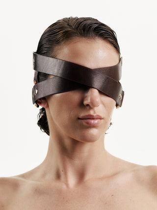 Leather Blindfold Mask "UNSEEING" Brown leather mask - Dr.Harness Lingerie & Leather - 1