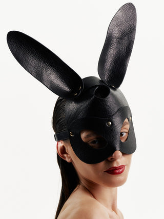 Leather Bunny Mask "BUNNY" Black leather mask - Dr.Harness Lingerie & Leather - 4