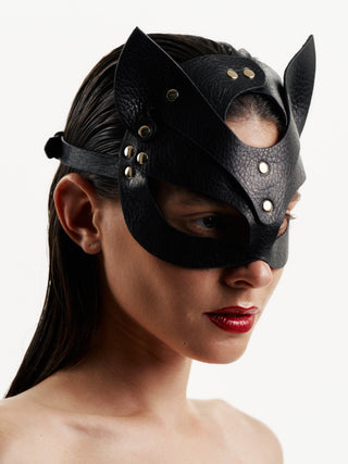 Leather Cat Mask "CAT" Black leather mask - Dr.Harness Lingerie & Leather - 2