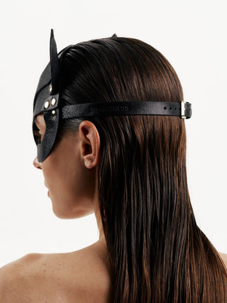 Leather Cat Mask "CAT" Black leather mask - Dr.Harness Lingerie & Leather - 3