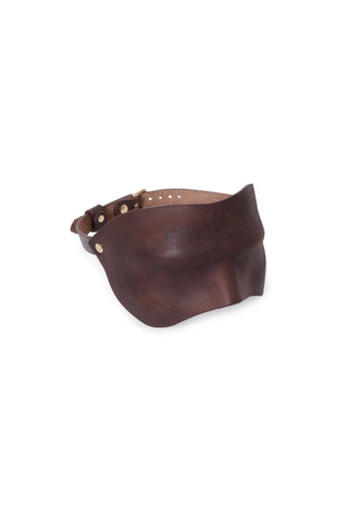 Leather Face Mask "UNKNOWN" Brown leather mask - Dr.Harness Lingerie & Leather - 1