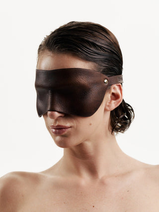 Leather Face Mask "UNKNOWN" Brown leather mask - Dr.Harness Lingerie & Leather - 4